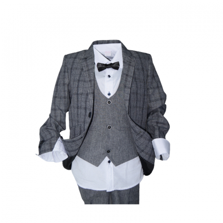 Costum elegant din 5 piese LOOKS KIDS pentru baieti KM588C-86, Gri [4]