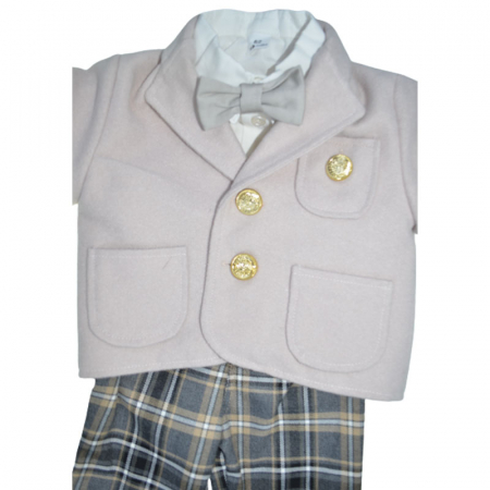 Costum elegant din 5 piese pentru baieti Krasnal C101123-11, Bej [3]