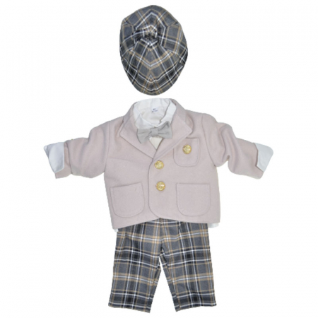 Costume elegante - Costum elegant din 5 piese pentru baieti Krasnal C101123-11, Bej