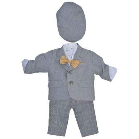 Costume elegante - Costum elegant din 5 piese pentru baieti Krasnal C101123-5, Gri