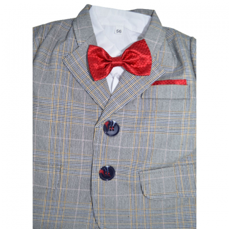 Costum elegant din 5 piese pentru baieti Krasnal C101123, Gri [3]
