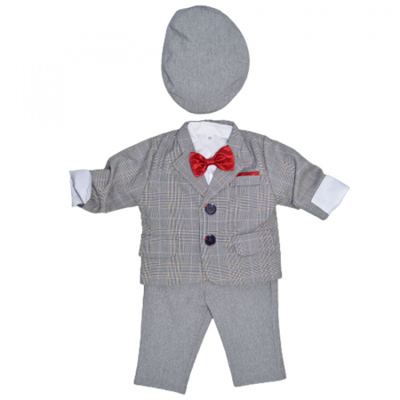 Costume elegante - Costum elegant din 5 piese pentru baieti Krasnal C101123, Gri