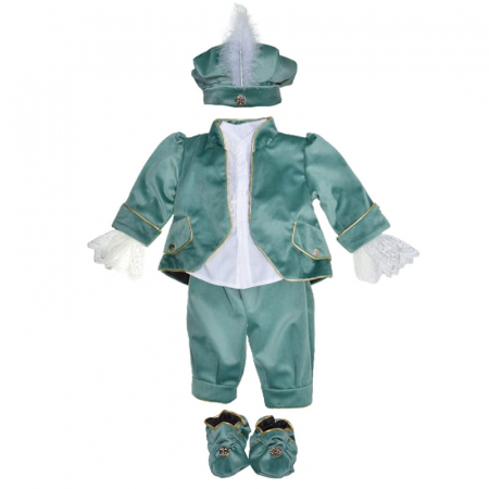 Costume elegante de la 0 la 9 luni - Costum elegant din catifea 5 piese pentru baieti Duomar 240124-1, Verde