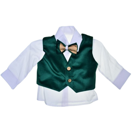Costum elegant din catifea, pentru botez, 5 piese, pentru baieti, Mini Junior C1511V2-0, Verde [6]