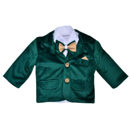 Costum elegant din catifea, pentru botez, 5 piese, pentru baieti, Mini Junior C1511V2-0, Verde [3]