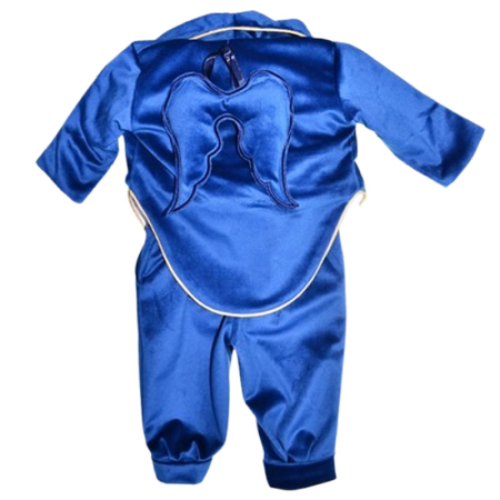 Costum elegant din catifea, pentru botez, 5 piese, pentru baieti, Mini Junior CA52427A-0, Albastru [5]