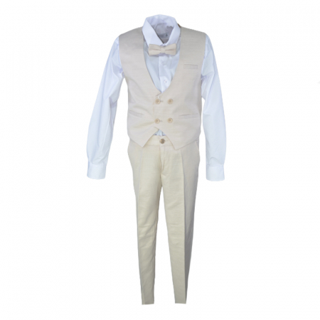 Costume elegante - Costum elegant din 4 piese pentru baieti LA Kids 1794, Crem