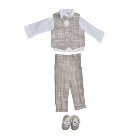 Costume elegante - Costum din 5 piese pentru baieti Mini Junior SET-3650, Bej