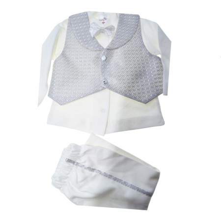 Costum pentru botez din 7 piese pentru baieti Babylia CBBLYA-01, Alb [2]