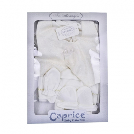 Costum pentru botez format din 6 piese pentru baieti, Mini Junior 1100-56-62, Crem [6]