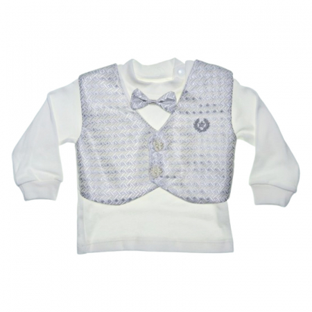Costum pentru botez format din 4 piese pentru baieti, Mini Junior 1460G-56-62, Gri [4]