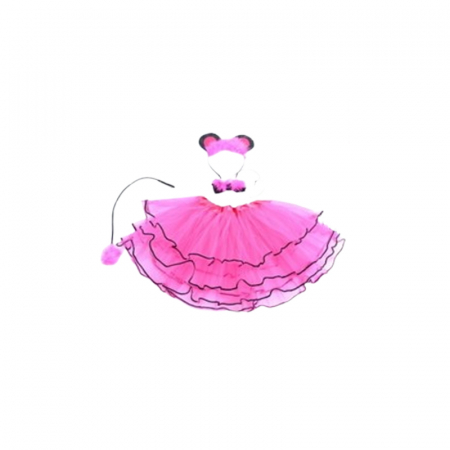 Costume festivitati - Costum pisica cu papion, codita, fustita si urechiuse Mini Junior 647914, Fucsia