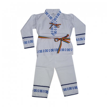 Costum popular - Costum traditional pentru baieti 3 piese Mini Junior CTPBMJ-1-2, Alb