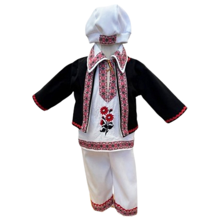 Costume elegante de la 0 la 9 luni - Costum traditional, pentru botez, format din 4 piese, pentru baieti, Mini Junior CST1511, Multicolor