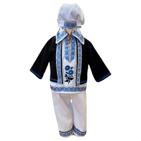 Costume elegante de la 0 la 9 luni - Costum traditional, pentru botez, format din 4 piese, pentru baieti, Mini Junior CST1511M-6, Multicolor