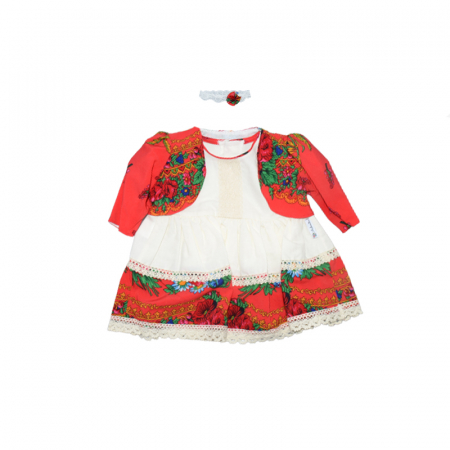 Costum popular - Costum traditional romanesc pentru fete 3 piese Andreeatex ANDR-2, Alb