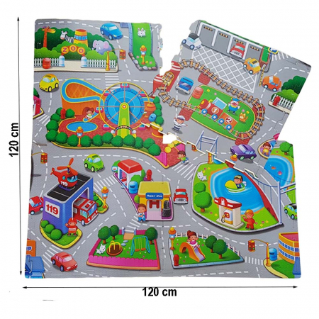 Covor de joaca puzzle, pentru copii din spuma EVA, 60 x 60 cm, RCO, EP1008D, Multicolor [2]