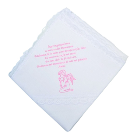 Crasme de mir - Crasma de mir din bumbac, 70 x 70 cm, pentru botez, Mini Junior CRMB-MJ2, Alb