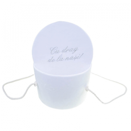 Trusou botez - Cutie eleganta rotunda pentru botez 20 x 32 cm Mini Bimbi 090323-A, Alb