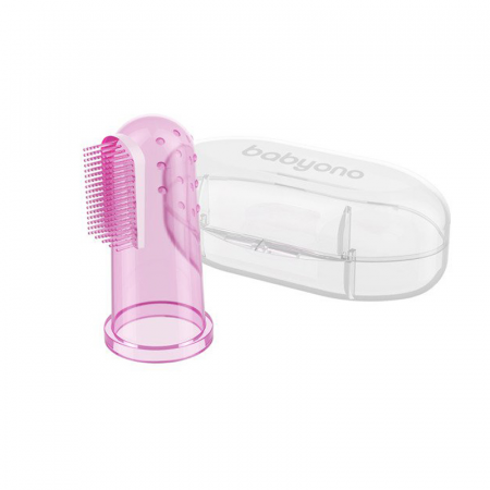 Degetar din silicon pentru masajul gingiilor 0+ luni BabyOno 723-R, Roz [3]