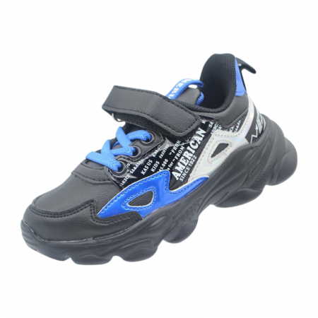 Adidasi baieti - Pantofi sport pentru baieti American Club BD04/21A-27, Negru