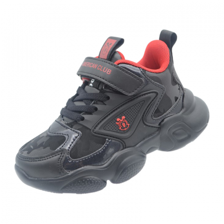 Adidasi baieti - Pantofi sport pentru baieti American Club BD14/21-27, Negru