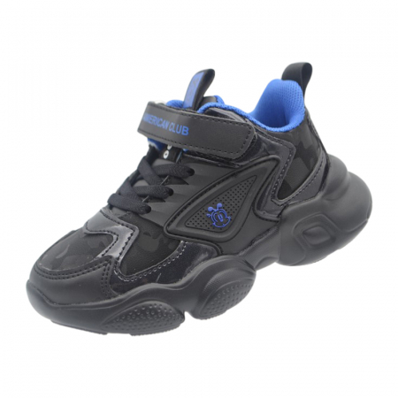Adidasi baieti - Pantofi sport pentru baieti American Club BD14/21N-27, Negru