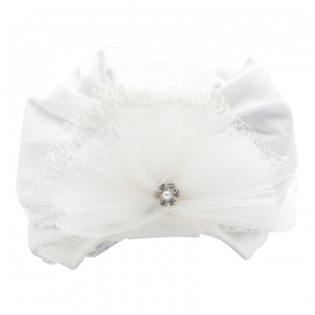 Caciuli fete - Turban pentru fete Mic Pitic T123-38, Alb