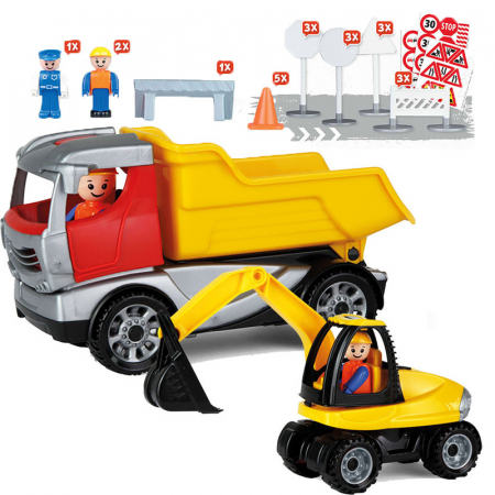 Joaca, activitati si ambalaje - Set masini de constructie si figurine Lena 01631, Multicolor