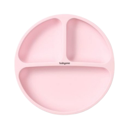 Vesela si tacamuri bebelusi - Farfurie din silicon cu ventuze, 20 x 20 cm, BabyOno 1482/02, Roz