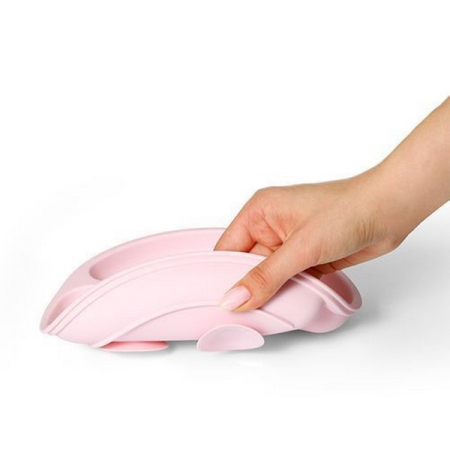 Farfurie din silicon cu ventuze, 20 x 20 cm, BabyOno 1482/02, Roz [1]