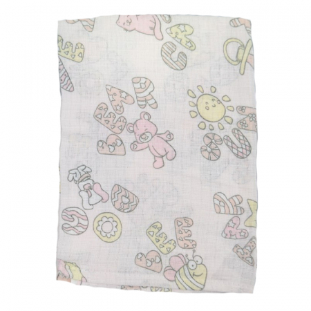Paturici si pleduri bebelusi - Paturica muselina din bumbac pentru bebelusi 60 x 80 cm Sensillo SLL-03, Roz