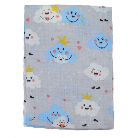 Paturici si pleduri bebelusi - Paturica muselina din bumbac pentru bebelusi 60 x 80 cm Sensillo SLL-04, Gri