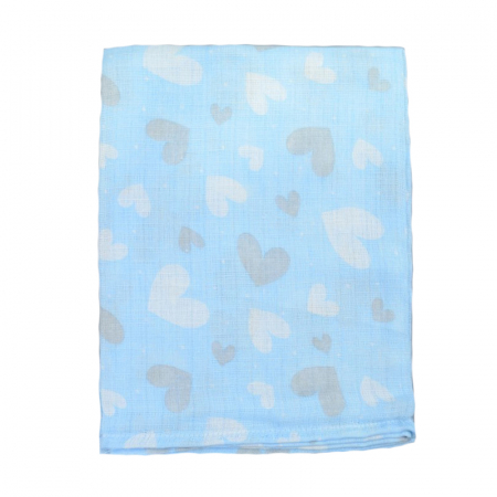 Paturici si pleduri bebelusi - Paturica muselina din bumbac pentru bebelusi 60 x 80 cm Sensillo SLL-06, Albastru