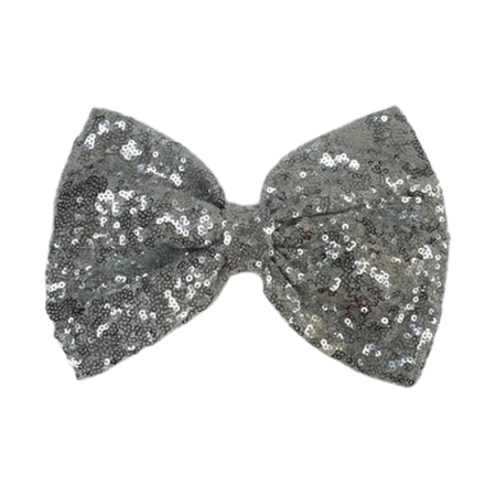 Accesorii par fetite - Fundita de par cu agrafa, cu paiete, pentru fete, Mini Junior F1912A, Argintiu