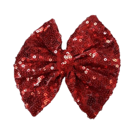 Accesorii par fetite - Fundita de par cu agrafa, cu paiete, pentru fete, Mini Junior F1912R, Rosu