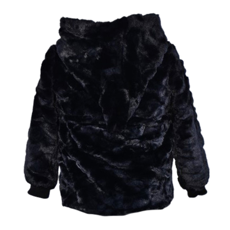 Geaca din blana artificiala, cu gluga, pentru fete Happy House HH650N-8, Negru [1]