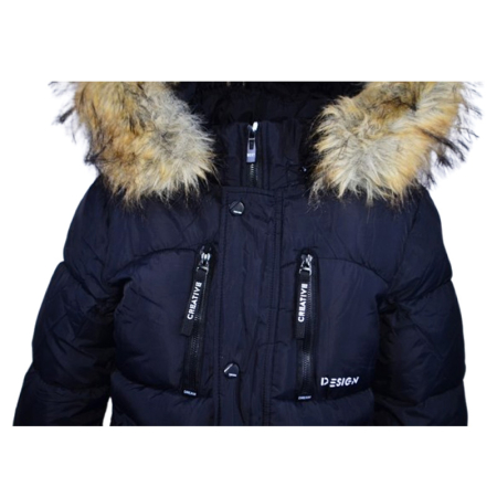 Geaca imblanita, cu gluga, pentru baieti, Happy House KK1100-4, Bleumarin [2]