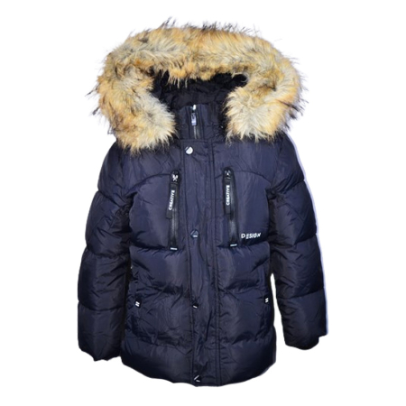 Geci de iarna - Geaca imblanita, cu gluga, pentru baieti, Happy House KK1100-4, Bleumarin
