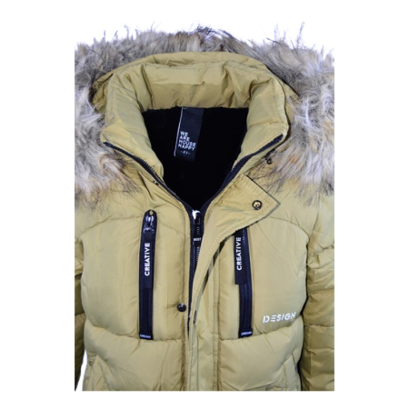 Geaca imblanita, cu gluga, pentru baieti, Happy House KK1101-4, Kaki [6]