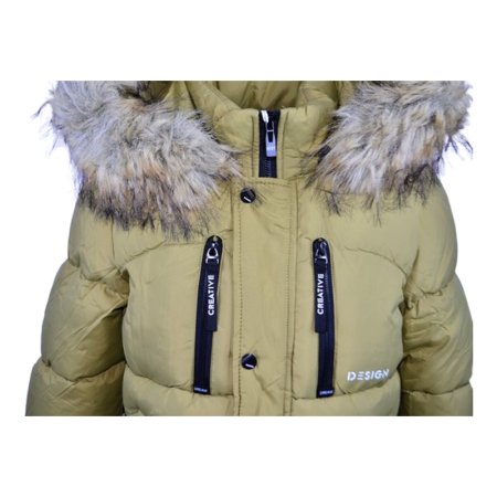 Geaca imblanita, cu gluga, pentru baieti, Happy House KK1101-4, Kaki [2]