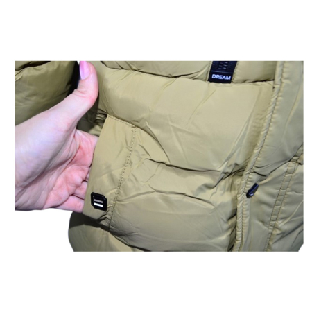 Geaca imblanita, cu gluga, pentru baieti, Happy House KK1101-4, Kaki [3]