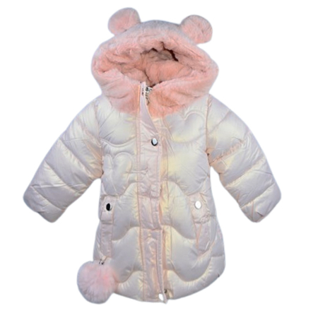 Geci de iarna - Geaca imblanita, cu gluga, pentru fete, Happy House KK2116-1, Roz