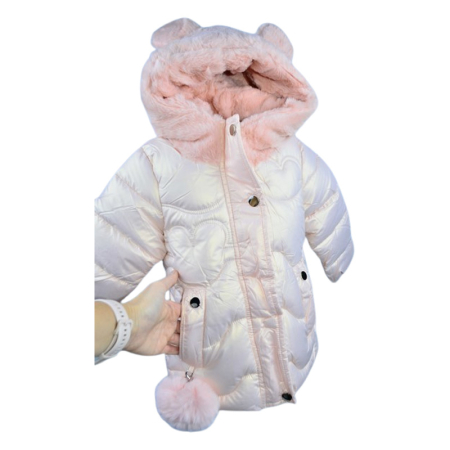 Geaca imblanita, cu gluga, pentru fete, Happy House KK2116-1, Roz [2]