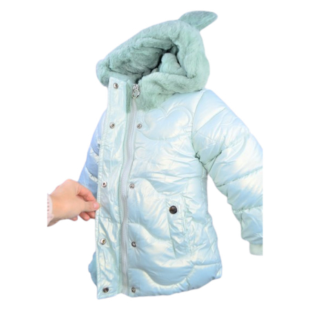 Geaca imblanita, cu gluga, pentru fete, Happy House KK2116V, Verde [3]