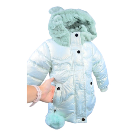 Geaca imblanita, cu gluga, pentru fete, Happy House KK2116V, Verde [2]