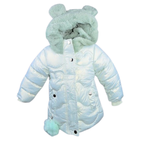 Geci de iarna - Geaca imblanita, cu gluga, pentru fete, Happy House KK2116V-1, Verde