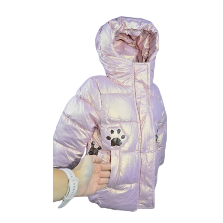 Geaca imblanita, cu gluga, pentru fete, Happy House KK2267-1, Roz [3]