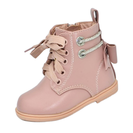 Ghete si cizme fete - Ghete imblanite, cu șiret si fermoar, pentru fete MRS S707-20, Roz
