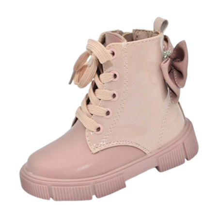 Ghete si cizme fete - Ghete imblanite, cu șiret si fermoar, pentru fete MRS S716R-20, Roz